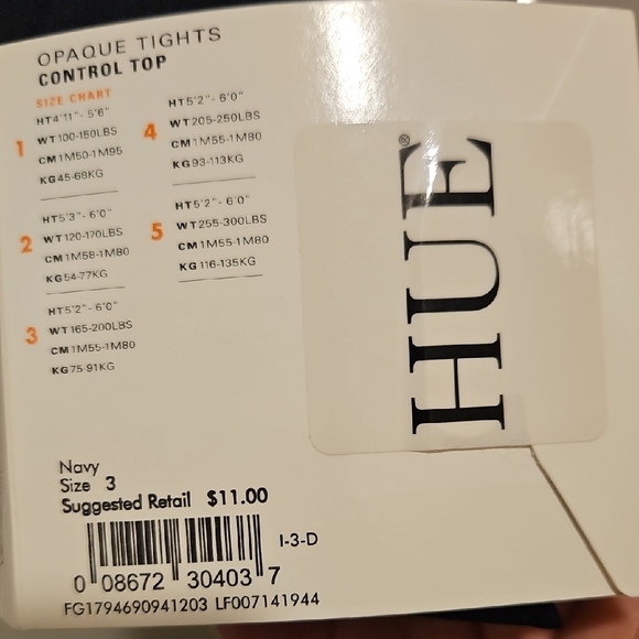 HUE Black Opaque Tights with Control Top - Picture 2 of 3